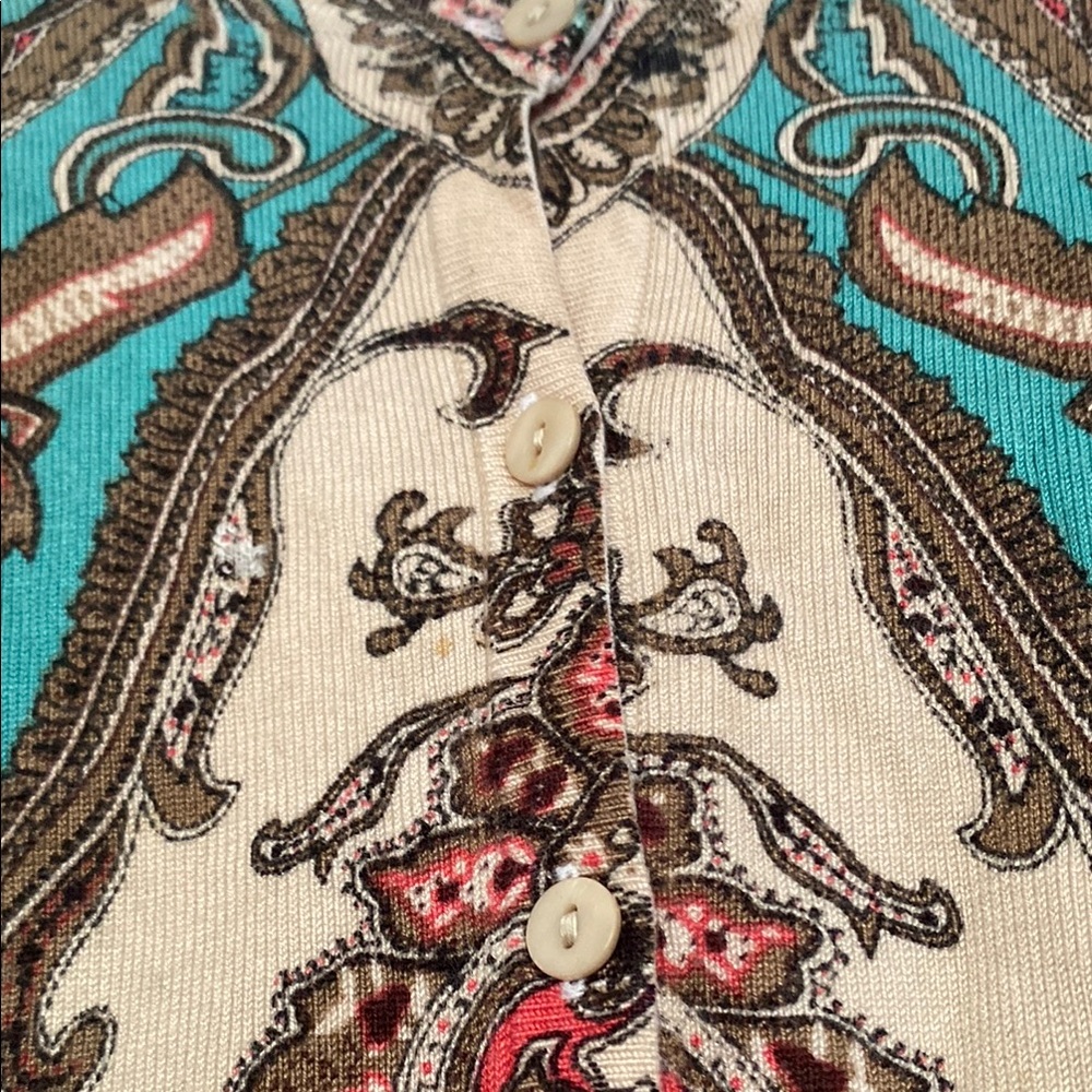 Women’s Colorful Paisley Button-Down Top - Picture 3 of 4